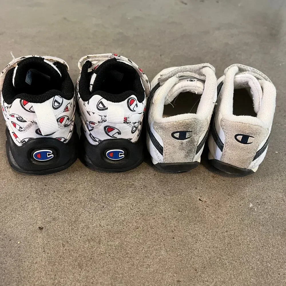 Champions White leather mosaic toddler sneakers boys size 6 bundle shoes